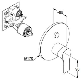 Baterie cada sau dus Kludi Zenta SL incastrata pentru corp ingropat, crom 486590565