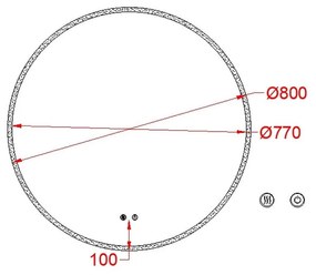 Oglinda rotunda cu iluminare LED si dezaburire 80 cm Fluminia, Calatrava 800 mm