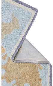 Covor de joacă pentru copii albastru-bej, lavabil, țesut manual din bumbac 70x100 cm Mini Worldmap – Lorena Canals