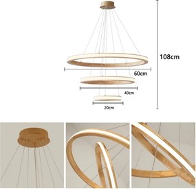 Brilagi - Lustră LED suspendată UMEA WOOD, 45W/230V, Ø 60 cm, lemn