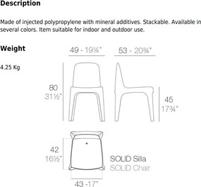 Set de 4 Scaune moderne de exterior / interior design premium SOLID CHAIR 55024 Vondom