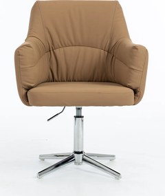 HR840CROSS Scaun Caramel Piele Ecologica Premium Soft cu Bază Cromata