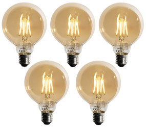 Set 5 becuri Bec LED E27 reglabil G95 5W 450lm 2700K