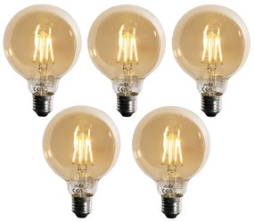 Set de 5 becuri LED E27 cu intensitate reglabilă G95 5W 450LM 2700K