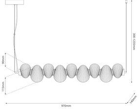 Lustră LED suspendată pe cablu BOLLA LED/32W/230V, crom lucios/gri fumuriu