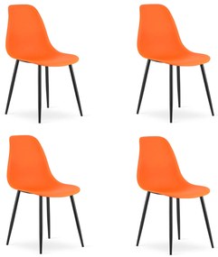 Set 4 scaune portocalii OSAKA cu picioare negre