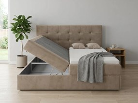 Pat boxspring tapitat DIRELIS TRINITY 140x200 cm bej Saltea: Saltea cu arcuri Bonell