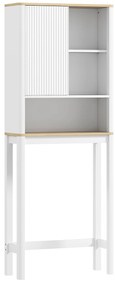 HOMCOM Mobilier de depozitare deasupra toaletei cu ușă canelată, compartimente, poliță reglabilă, 65x25x170cm, alb | Aosom Romania