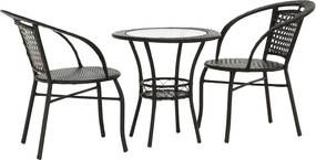 Set gradina LASAN, maro, ratan sintetic/sticla/otel, cu masuta si 2 sc