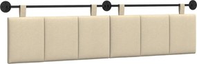 vidaXL Cap de pat suspendat Pe perete Crem 210 x 55 x 5 cm țesătură