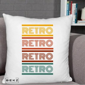 Perna Decorativa RETRO Text Multicolor, 40x40 cm, Alb Pufos, Husa Detasabila, Perna Inclusa, BEKZ®