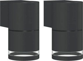 vidaXL Lămpi exterioare de perete cu LED 2 buc. negru, aluminiu turnat