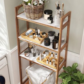 HOMCOM Coș de depozitare trestat din papură de apă cu 4 compartimente, pentru baie, dormitor, naturale | Aosom Romania