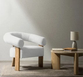 Fotoliu design alb KOKEI, stejar