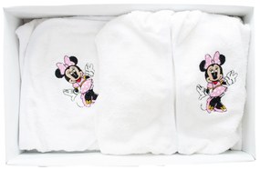 Set de baie pentru bebelusi, cu 3 piese, brodat cu Minnie Mouse, Alb- SDB-10