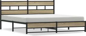 vidaXL Cadru pat metalic fără saltea, stejar sonoma, 200x200 cm