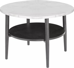 Masuta cafea ELLA B, alb cu efect de marmura/negru mat, PAL/metal, 60x