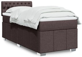 vidaXL Pat box spring cu saltea, maro închis, 100x200 cm, textil
