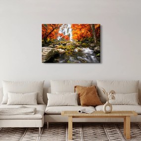 Tablou - Cascade în peisaj de toamnă, portocaliu (90x60 cm)