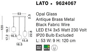 Lustra cu 3 pendule, design modern Lato
