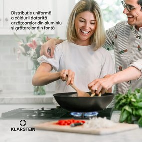 Klarstein Ignito, plită pe gaz, 4 arzătoare, arzător Sabaf, sticlă ceramică, negru