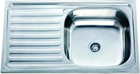 Chiuveta inox Inter Ceramic Alpaca cu o cuva cu picurator in stanga finisaj inox lucios 75x40 cm