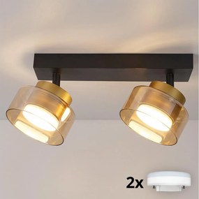 Brilagi - Spot LED RGB dimabil AURA LUX 2xGX53/14W/230V Wi-Fi Tuya negru/auriu