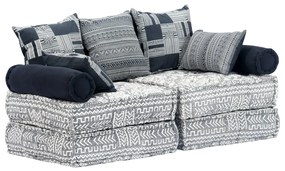 Canapea puf modulara cu 2 locuri, gri deschis, material textil 1, Gri deschis, Canapea cu 2 locuri