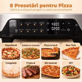 HOMCOM Cuptor pentru pizza pentru interior, cuptor electric de 30,48 cm cu 8 programe, 430 °C, temporizator, piatră ceramică, 2200 W | Aosom Romania