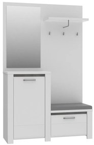 Panou de hol HIRO cu oglindă, alb/gri