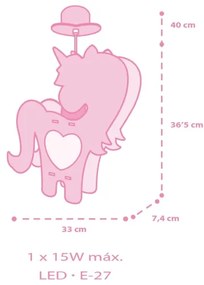 Lustră pentru copii Dalber 41597 UNICORN 1xE27/15W/230V