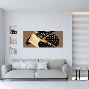 Tablou - Abstracție maro auriu N⁰1 (120x50 cm)