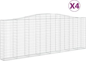 vidaXL Coșuri gabion arcuite 4 buc, 400x30x140/160 cm, fier galvanizat