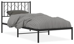 374430 vidaXL Cadru pat metalic cu tăblie, negru, 90x200 cm