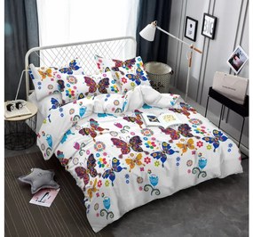 Lenjerie de pat din microfibra alb, COLORED BUTTERFLY
