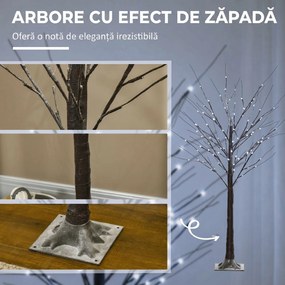 HOMCOM Brad de Crăciun Luminos Tip Mesteacăn, 150 cm, 96 Led-uri, Bază Lată, pentru Interior și Exterior, Maro | Aosom Romania