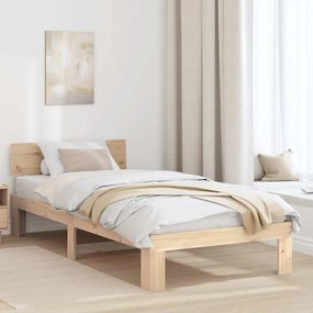 vidaXL Cadru de pat cu spătar 75x190 cm din lemn masiv de pin