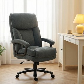 HOMCOM Scaun de Birou cu Spătar Înalt și Înălțime Reglabilă, 68,5x79x117-125 cm, Gri | Aosom Romania