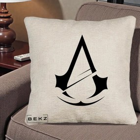 Perna Personalizata Assassin's Creed Minimalist, 40x40 cm, Bej Canapea, Husa Detasabila, Perna Inclusa, BEKZ®