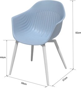 Scaun de grădină din plastic Ballena cu picioare metalice, albastru