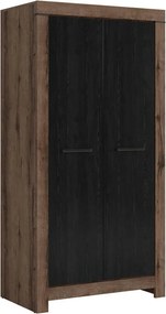 Dulap BALIN, negru/stejar, PAL, cu 2 usi, 98x55x195 cm