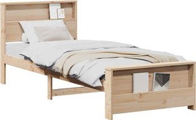 vidaXL Cadru de pat cu headboard Maro 90 x 200 cm Lemn compozit