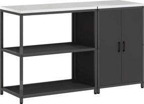 vidaXL Set de depozitare pentru bucătărie cu raft cu ușă 2 pcs Negru