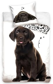 Lenjerie de pat din bumbac Puppy Brown Labrador, 140 x 200 cm, 70 x 90 cm