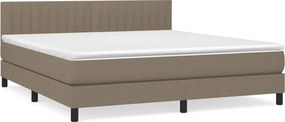 vidaXL Pat box spring cu saltea, gri taupe, 160x200 cm material textil