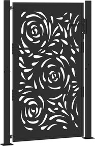 vidaXL Poartă de grădină neagră 100x150 cm, oțel, design cu flacără
