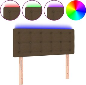 vidaXL Tăblie de pat cu LED, maro închis, 100x5x78/88 cm, textil