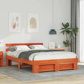 vidaXL Cadru de pat Maro ceruit 150 x 200 cm Lemn masiv de pin