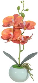 Floare artificiala Phalaenopsis Vivilinen, plastic, verde/portocaliu, 8,5 x 30 cm