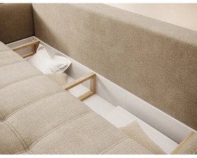 Canapea maro deschis extensibilă/cu spațiu de depozitare cu tapițerie din catifea 242 cm Weltton – ELTAP